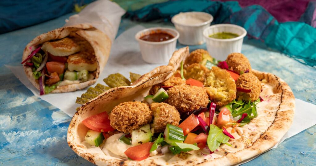 Roasted Vegetable Baked Falafel Wrap