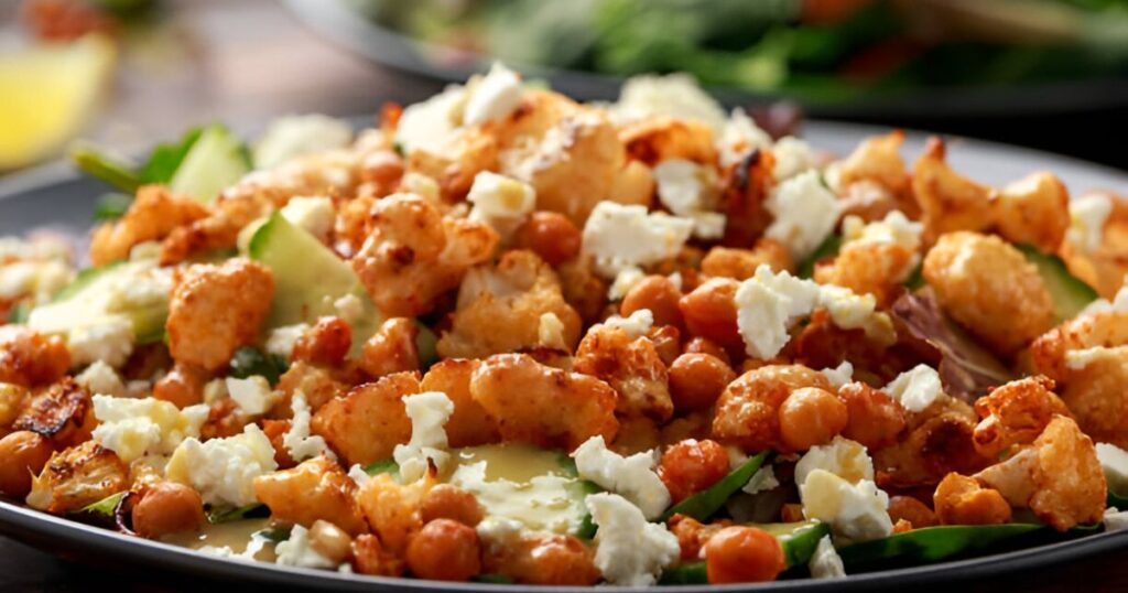 Roasted Cauliflower and Chickpea Quinoa and Arugula Salad