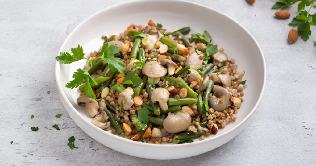 Roasted Mushroom and Green Bean Farro Salad